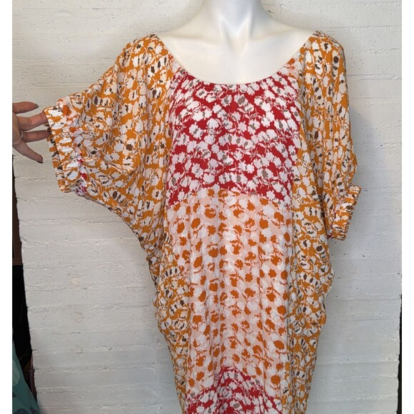 joie Lidia Dress Flame Orange Multi M Cottage Boho Summer Artsy Twee Coquette - Picture 5 of 9